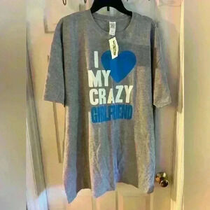 Hanes Customized T-shirt Men’s 3x I Love My Crazy Girlfriend 90% Cotton NWT